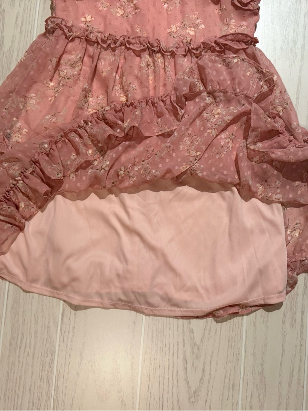 Rare Editions‎ Pink Floral Dress Girls 16 Ruffle Tiered Chiffon Necklace NWT - Picture 6 of 16